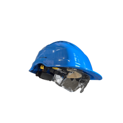 Casque de chantier bleu avec écran